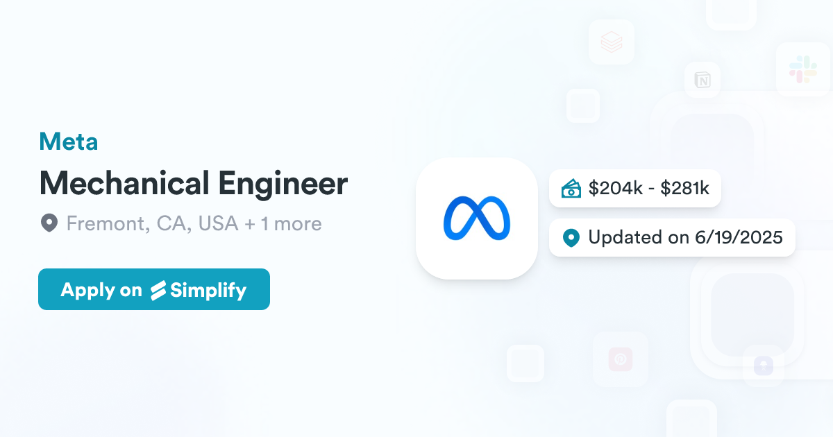 Mechanical Engineer Meta Simplify Jobs